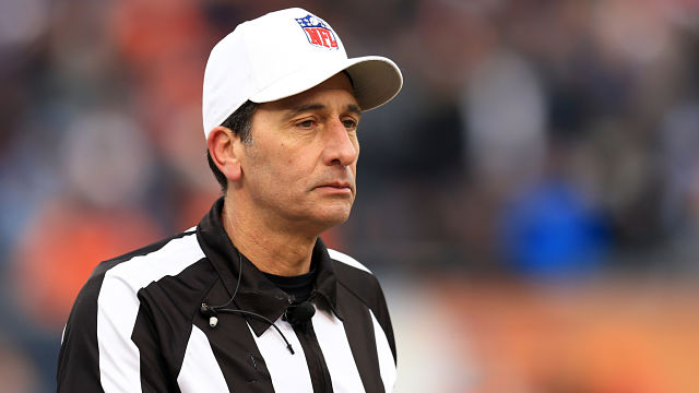 Referee Gene Steratore checks the replay of the Philadelphia