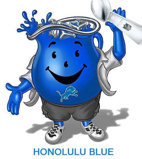 Detroit Lions Roary Drinking the Honolulu Blue Kool Aid Portable